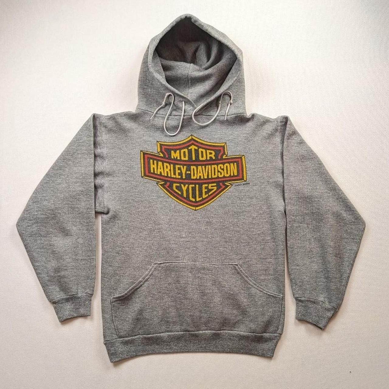 Vintage 70s Harley Davidson Russell Athletic Gray Hoodie Rare Size Small